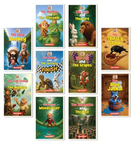 Story Books For Kids (Set of 10 Books) | Best Selling Moral Story Book for Kids in India | Premium Quality Gift - Bed Time Story Books | Two Brothers Publications