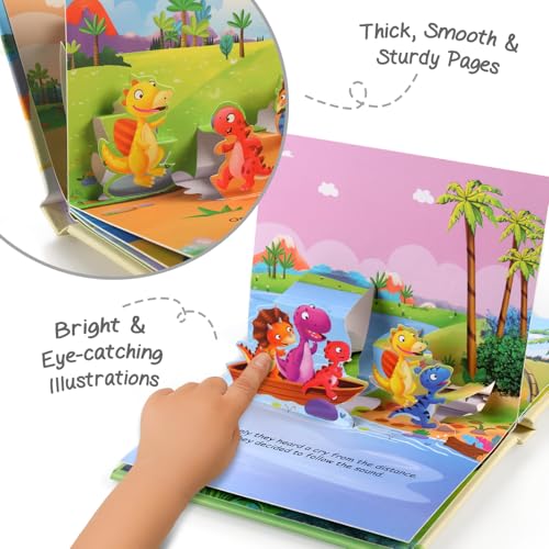Intelliskills Premium Dino-Mite 3D Pop-Up Story Board Book for Kids, Learning & Educational Book With 5 Interactive Scenes, Fun Activity Books for 2+ Years Old, Birthday Gift, 10 Pages, BIS Certified