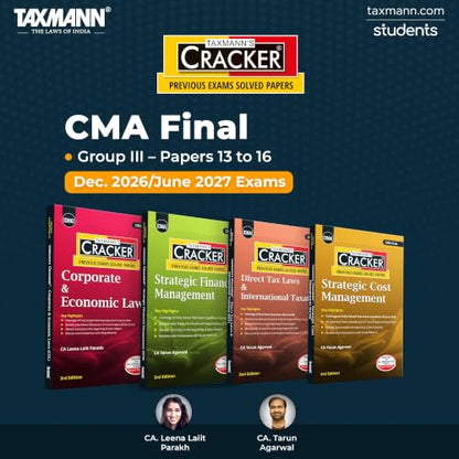 Taxmann's CRACKER COMBO for CMA Final | Dec. 2026/June 2027 Exams | Group III – Papers 13 to 16 | CRACKER Series | CLE, SFM, DIT, and SCM | July 2026 Edition | Set of 4 Books