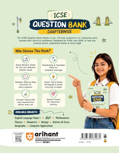 Arihant ICSE Question Bank Class 10 English Language Paper I For Board Exam 2027 | CChapterwise PYQs & Solved Papers | 18 Years Previous Year Questions (2026–2009) | Sample Papers & Detailed Answers