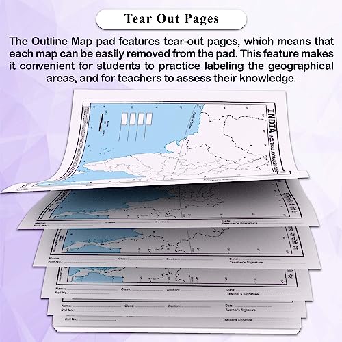 SMALL - 100 INDIA POLITICAL OUTLINE MAP FOR SCHOOL | 100 Tear-Out Sheets for Mapping and Charting Practice