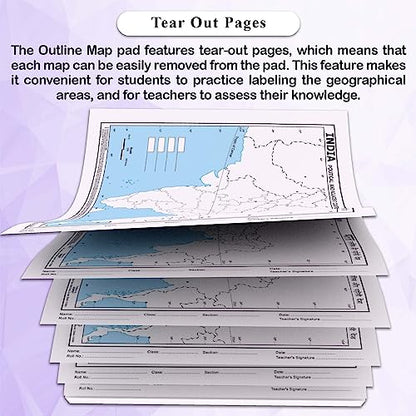 SMALL - 100 INDIA POLITICAL OUTLINE MAP FOR SCHOOL | 100 Tear-Out Sheets for Mapping and Charting Practice