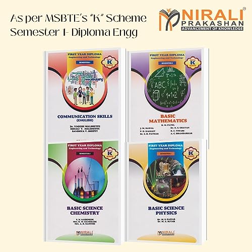 (Set of 4 Books) FIRST YEAR DIPLOMA ENGINEERING (Common For All Branches) – Semester 1 – As Per MSBTE’s ‘K’ Scheme Syllabus (N6951,52,53,54)