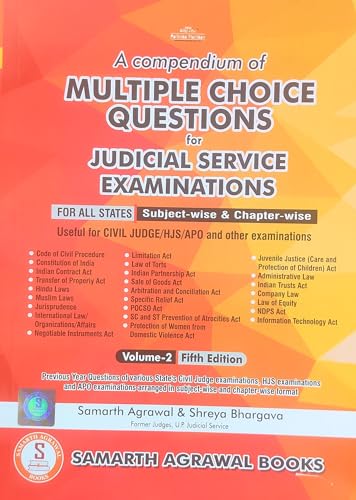 Samarth Agrawal A Compendium Of MULTIPLE CHOICE QUESTIONS for JUDICIAL SERVICE EXAMINATIONS For all States Useful for Civil Judge/HJS/APO and Other Examinations 4th Edition English
