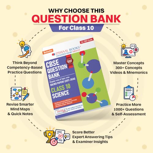 Oswaal CBSE Class 10 Science Question Bank | Chapter & Topic-wise Solved Papers (2017–2026) | Based on Latest Syllabus (April 2026) | Includes 2026 Papers | For 2027 Exam