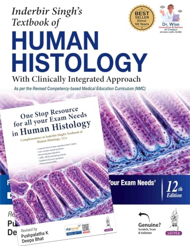 Inderbir Singh's Textbook of Human Histology, 12/E for MBBS, BDS, BAMS, BHMS and BSc Nursing with Free One Stop Resource Book for All Your Exam Needs | Hand-Drawn Diagrams, Slide ID Points and MCQs