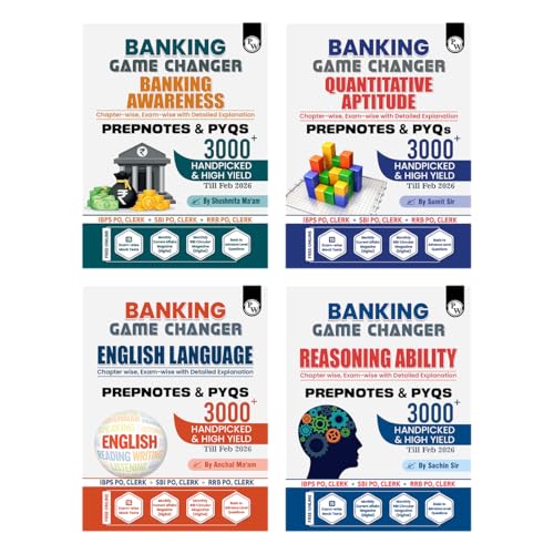 PW Banking Game Changer English Language, Banking Awareness, Reasoning Ability, Quantitative Aptitude Combo Set of 4 Books For 2026-27 Exams | Prepnotes & 12000+ PYQs