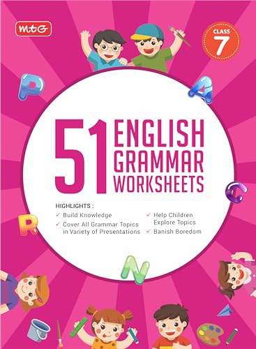 MTG 51 English Grammar Worksheets Class 7 – Grammar Work books to practice English concepts in interactive way (Based on CBSE/NCERT)