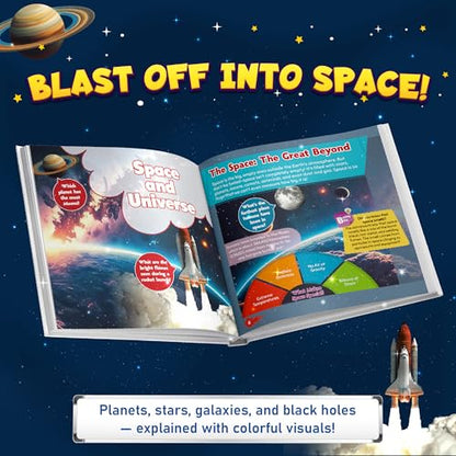 First Earth and Beyond Encyclopedia Books for Kids, Explore Space to Mountains, Activity Book for 5-10 Years Old, Fun Learning Book