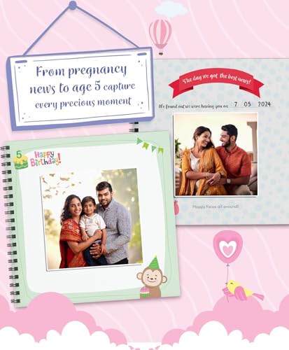 Baby Record Book - Premium Journal for Milestones & Memories with Photo Album for 0-5 Years Baby Girl/Boy | 56 Pages | Best Gift for Pregnancy, Baby Shower Party, New Born & New Parents