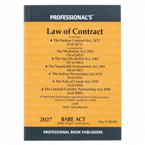 Law of Contract Containing 07 Acts Bare Act - Latest 2027 EDITION Professional's