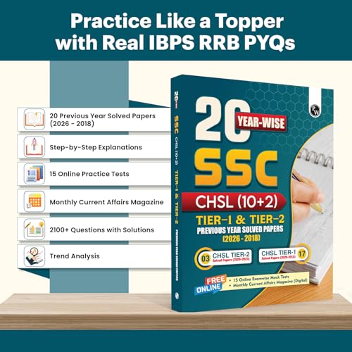 PW SSC CHSL (10+2) Previous Year Solved Papers Tier 1 & 2, English Medium (2026-18) | 20 Year-wise PYQs Till April 2026 | 2100+ Questions with Detailed Solutions