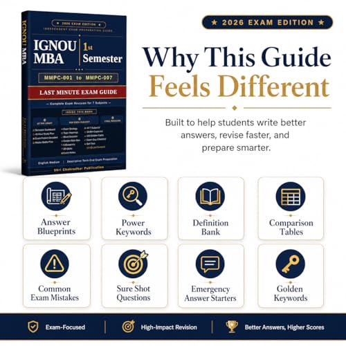 IGNOU MBA 1st Semester Last Minute Exam Guide Book - MMPC-001 to MMPC-007 - 35 Answer Blueprints, 140+ High-Probability Q&As, 30-Min Capsules: 1 (IGNOU MBA Last Minute Exam Guide Series)