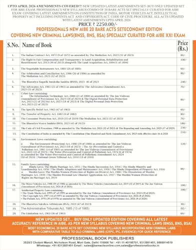 PROFESSIONAL'S NEW SYLLABUS ECONOMY EDITION Bare Acts without Notes for AIBE as per BCI Guidelines- New & Updated Set of 20 Books covering latest amendments includes New Criminal Laws (BNSS, BNS, BSA)