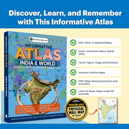 PW Informative Atlas - India & World | Physical, Political, Regional & Thematic Maps | For School Students, UPSC, State PSC & Other Competitive Exams | English Edition with Detailed Maps | Atlas Book