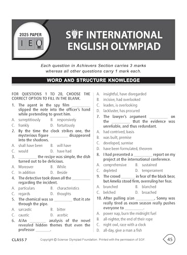 MTG International English Olympiad (IEO) Workbook Class 7 - Chapter-wise MCQs with Achievers Section - SOF Olympiad Books For 2026-27 Exam