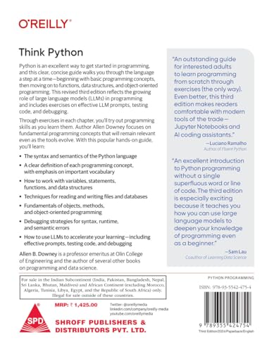 Think Python: How to Think Like a Computer Scientist, Third Edition (Grayscale Indian Edition)