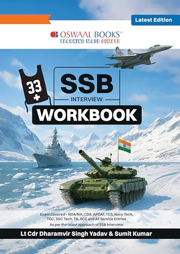 Oswaal SSB Interview Workbook | Psychology (TAT, WAT, SRT), GTO Tasks & Personal Interview Practice | English Medium | NDA, CDS, AFCAT, TES, Navy, ACC & All Defence Service Entries | For 2026-27 Exams