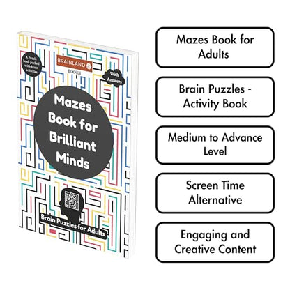 Mazes Book for Brilliant Minds - Brain Puzzles for Adults - Advance Level - Activity Book for Adults - Brain Games for Grown Ups and Seniors - ... - Brain Relaxing Mazes - Best for Gifting