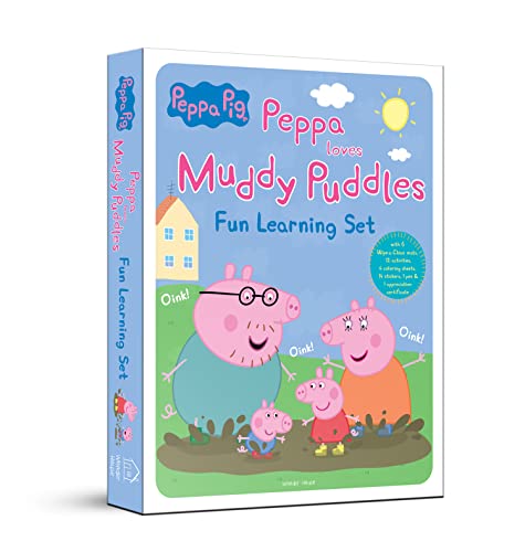 Peppa Pig - Peppa Loves Muddy Puddles : Fun Learning Set (With Wipe And Clean Mats, Coloring Sheets,