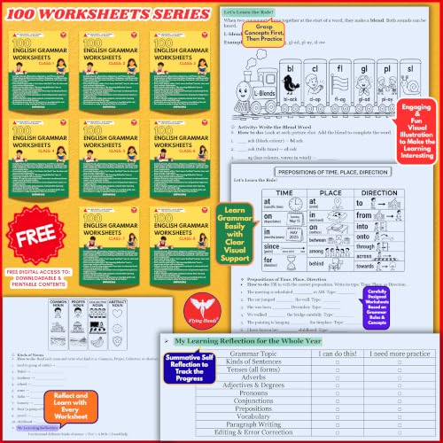 100 English Grammar Worksheets for Class 6