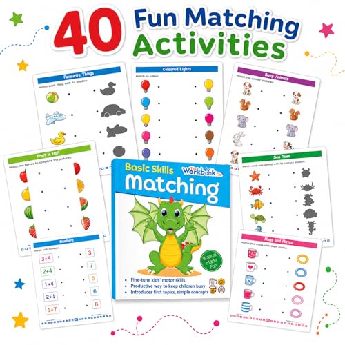 Matching Basic Skills Book for Kids 3+ | Fun Early Learning Activity Book with Shapes, Colors, Numbers & Patterns | Preschool Workbook | Best Educational Gift for Children