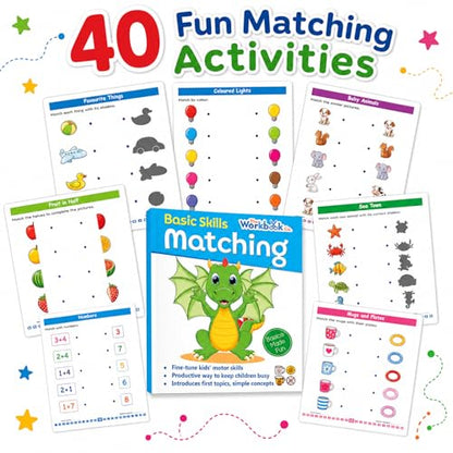 Matching Basic Skills Book for Kids 3+ | Fun Early Learning Activity Book with Shapes, Colors, Numbers & Patterns | Preschool Workbook | Best Educational Gift for Children