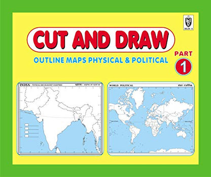 CUT AND DRAW SMALL BOOK OF OUTLINE PRACTICE MAPS (100 ASSORTED MAPS) CONTAINS INDIA MAP, WORLD MAP AND CONTINENTS MAP