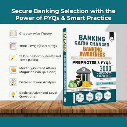 PW Banking Game Changer Banking Awareness Prepnotes & 3000+ PYQs By Shushmita Mam For 2026-27 Exams | Chapterwise Theory with 15 Online CBT Tests | ... & Clerk, SBI PO & Clerk, RRB PO & Clerk Exams
