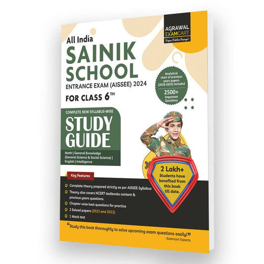 Examcart (AISSEE) Sainik School Class 6 Entrance Exam Guide Book For 2024 Exams In English