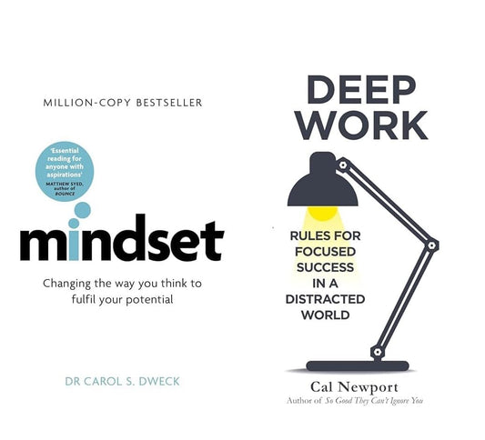 Mindset + Deep Work Combo Book Set | Self Help, Productivity & Personal Development Books | Paperback | 2 Books Collection | Bestseller Success Books