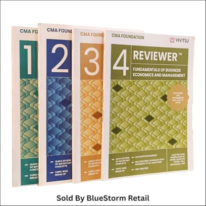 Vivitsu CMA Foundation Reviewer Set (Paper 1, 2, 3 & 4) | Fundamentals of Business Laws & Business Communication, Financial & Cost Accounting, ... | Question Bank Combo (Set of 4 Books)