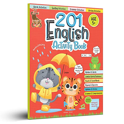 201 English Activity Book: Fun Activities and Grammar Exercises | Alphabet & Words, Rhyming & Opposites | Ages 5–9 | 4+ Hours of Interactive Learning