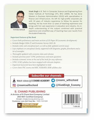 New Edition: Indian Economy Book 2026 - 2027 (10e) GS Paper 3 | Best for UPSC Exam, State PSC, RBI Grade B, IFS JAIIB, CAIIB, IIBF, NBARD, SEBI, SSC ... Budget & Economic Survey | PYQ Question Bank