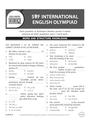 MTG International English Olympiad (IEO) Workbook Class 6 - Chapter-wise MCQs with Achievers Section - SOF Olympiad Books For 2026-27 Exam