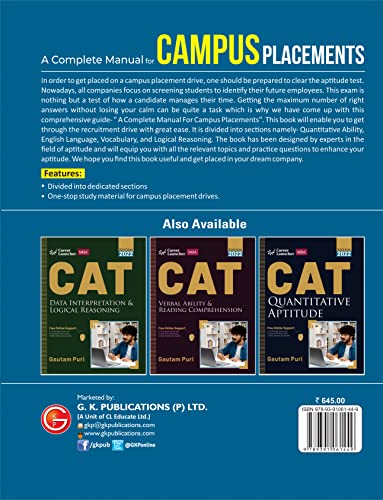 GKP A Complete Manual for Campus Placements | Interview and Group Discussion Preparation for WIPRO, INFOSYS, IBM, TCS, HP, HCL | Aptitude Test