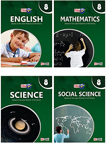 Full Marks Combo: Science, Mathematics, Social Science and English (Based on the Latest Textbook of DAV Board) Class 8 (2022-23) (Set of 4 books)