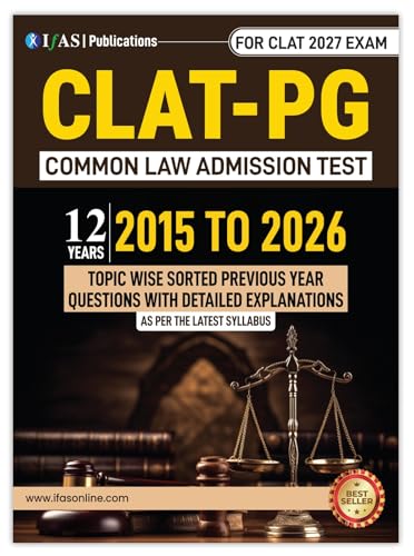 CLAT Books for Preparation 2027 | 12 Years (2015-2026) Previous Year Solved Papers with Detailed Solutions | Topic Wise CLAT PG books for preparation 2027 - LLM & all Law Entrance Exams | IFAS