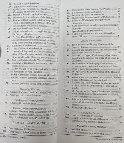 THE CONSTITUTION OF INDIA, COAT POCKET SIZE, PAPERBACK WITH RED TITLE, IN ENGLISH LANGUAGE, 106TH AMENDMENT FROM SAMYAK PRAKASHAN ( GARV UDYAM )