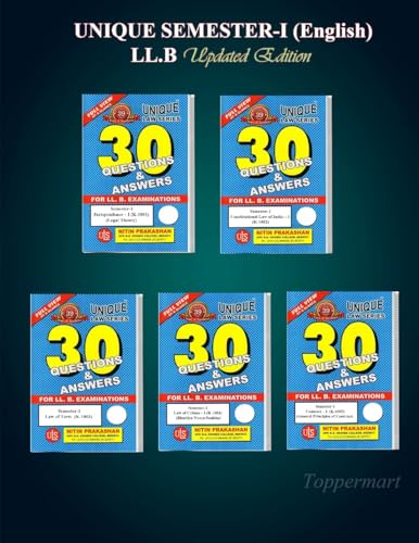 Unique Law Series 30 Q & A For LLB Examination 1st Semester COMBO (Constitutional Law Of India-1, Law of Tort, Contract -1, Jurisprudence-1, Law Of Crimes (BNS) (Paperback, UNIQUE) Edition 2025.