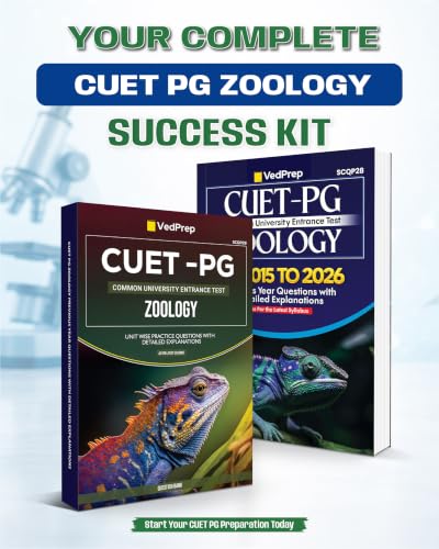 VedPrep CUET PG Zoology PYQS 2015-2026, Previous Year Questions with Solutions, Practice Exercise with solutions (2 Books)