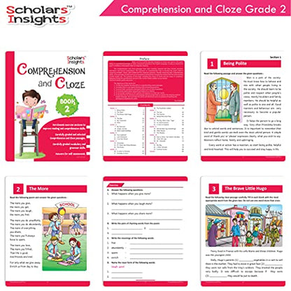 Scholars Insights Comprehension and Cloze Grade 2 - Enrichment Exercises for Reading, Comprehension, Vocabulary, and Grammar Skill Development with Self-Assessment Sheets
