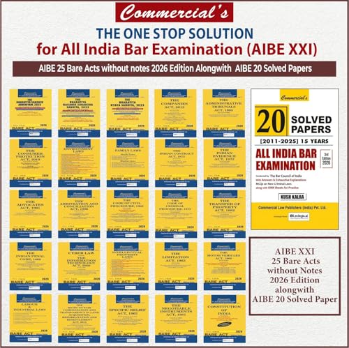 AIBE 25 Bare Acts , 2026 Edition for AIBE Exam XXI with Solved Paper