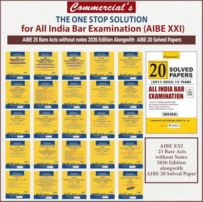 AIBE 25 Bare Acts , 2026 Edition for AIBE Exam XXI with Solved Paper