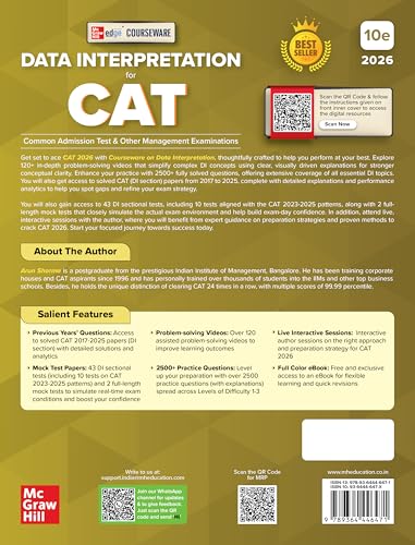 Courseware on Data Interpretation, 10e for CAT 2026 by Arun Sharma | 2500+ Practice Questions | Solved PYQs (2017-2025) | 120+ Problem Solving Videos | 43 DI Sectional & Mock Tests | MBA Preparation