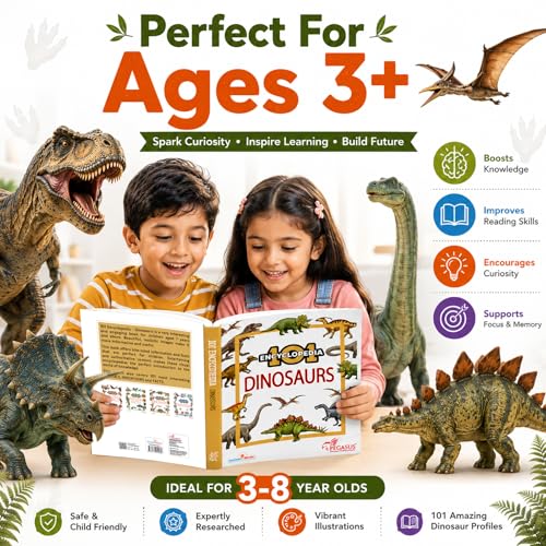 101 Dinosaurs – Illustrated Encyclopedia for Kids Ages 7–10 | Realistic Images, Fun Facts & Scientific Information | Visual Learning Book for Curious Young Minds