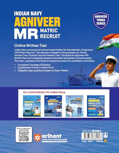 Arihant Indian Navy Agniveer MR (Matric Recruit) Exam | Complete Syllabus Coverage, Chapterwise PYQs, Maths Formulas