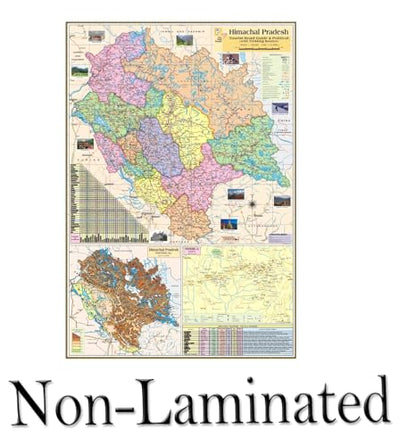 HIMACHAL PRADESH MAP size : 100x70 centimeter (40"x28" inch) With Fact & Figure District Area, Population, Density, Literacy, Places of Tourist Interest Etc.