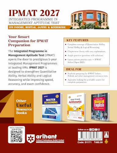 Arihant IPMAT 2027 | Complete Preparation Guide for IIM Indore, Rohtak, Jammu & Kozhikode | Chapterwise Theory & 2000+ Practice Questions with Detailed Solutions and Latest Solved Paper