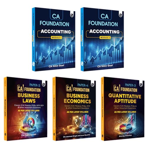 PW CA Foundation Accounting Vol 1&2-Nitin Goel, Business Law-Chaitanya Jain, Business Economics- Love Kaushik & Jasmeet Singh, Quantitative Aptitude- ... Set of 5 Books For 2026 Exam [Paperback] PW